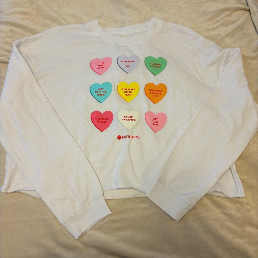 NWT XL pure barre valentines crop sweatshirt